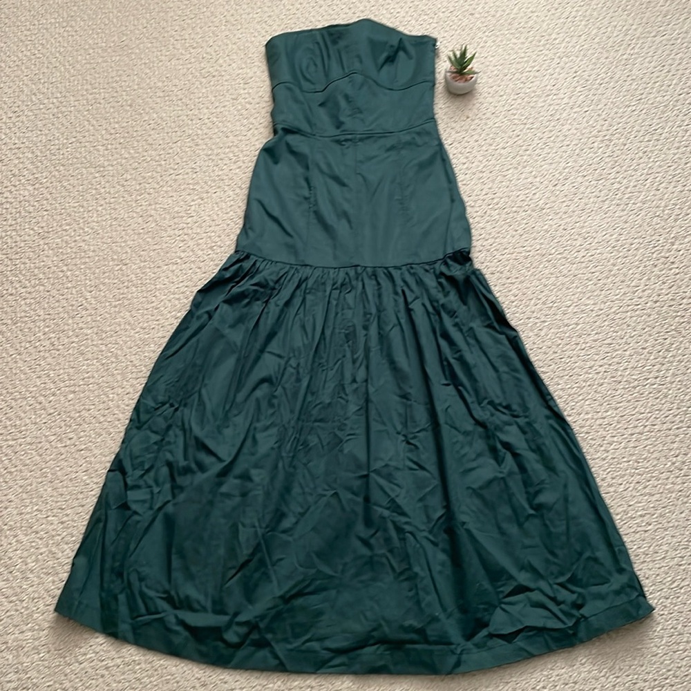 Zara forest green strapless dress NWOT